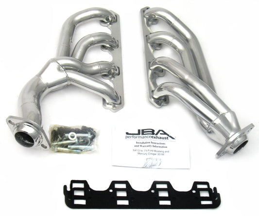 JBA 65-73 Ford Mustang 351W SBF w/T-5/Cable Clutch 1-5/8in Primary Silver Ctd Mid Length Header