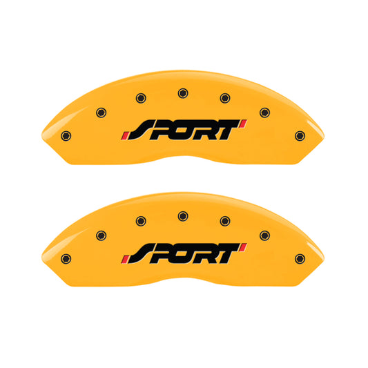 MGP 4 Caliper Covers Engraved Front & Rear SPORT Yellow finish black ch