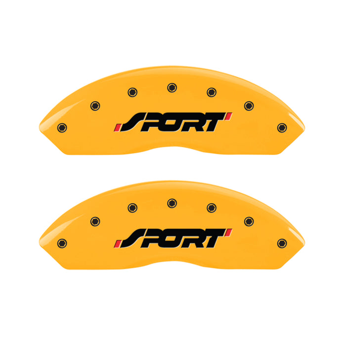 MGP 4 Caliper Covers Engraved Front & Rear SPORT Yellow finish black ch