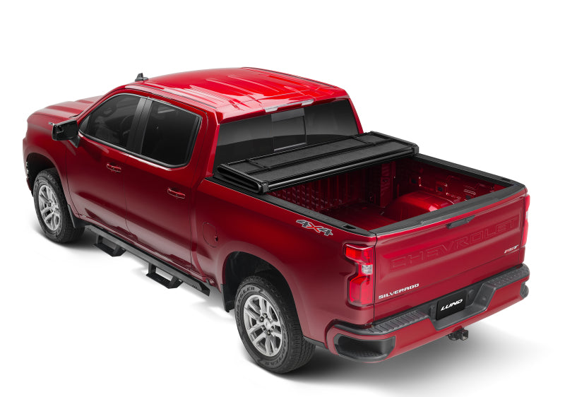 Lund 04-14 Chevy Colorado Styleside (5ft. Bed) Hard Fold Tonneau Cover - Black