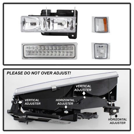 xTune 92-94 Blazer Full Size Corner/LED Bumper Headlights Chrome HD-JH-CCK88-LED-AM-C-SET