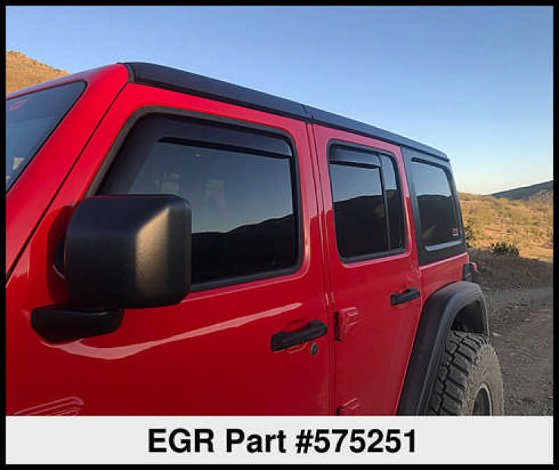 EGR 2018 jeep Wrangler JL SlimLine In-Channel WindowVisors Set of 4 - Dark Smoke