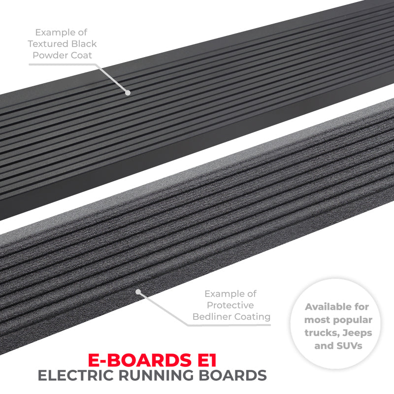 Go Rhino 21-23 Ford Bronco 4dr E-BOARD E1 Electric Running Board Kit (No Drill) - Tex. Blk