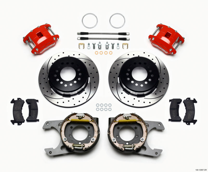 Wilwood D154 P/S P-B Kit Drilled-Red Jeep Dana 35 2.56 Off 5-lug w/ lines