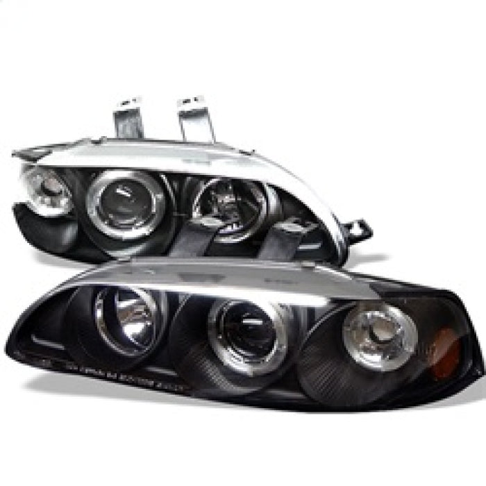 Spyder Honda Civic 92-95 2/3DR 1PC Projector LED Halo Amber Reflctr Blk PRO-YD-HC921P-23D-AM-BK