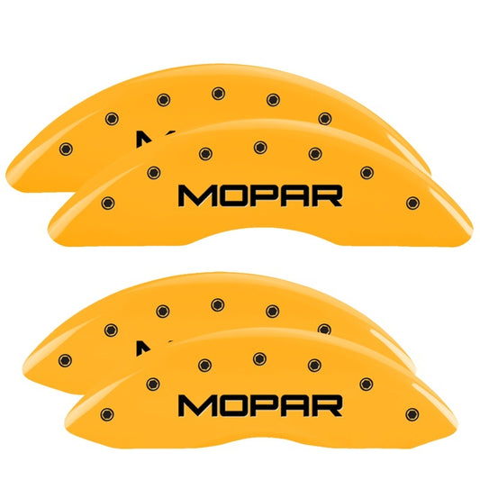 MGP 4 Caliper Covers Engraved Front & Rear MOPAR Yellow finish black ch