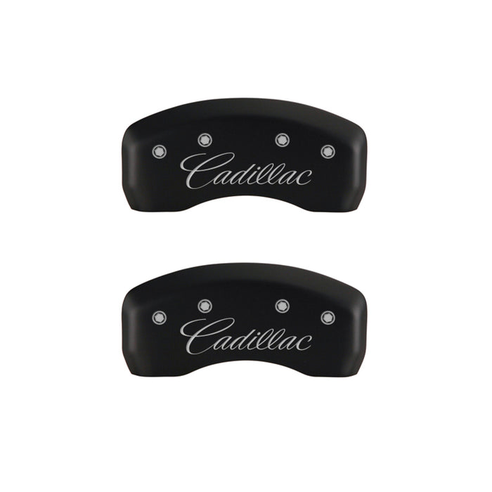 MGP 4 Caliper Covers Engraved Front & Rear Cursive/Cadillac Red finish silver ch