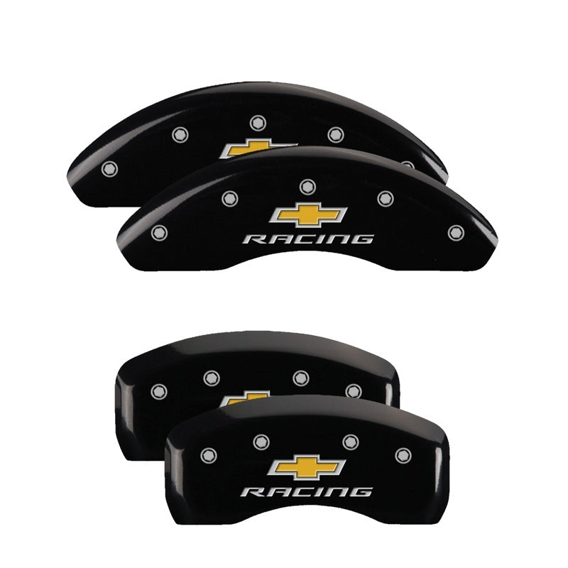 MGP 4 Caliper Covers Engraved Front & Rear Chevy racing Black finish silver ch