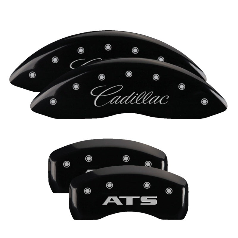 MGP 4 Caliper Covers Engraved Front Cadillac Engraved Rear ATS Black finish silver ch