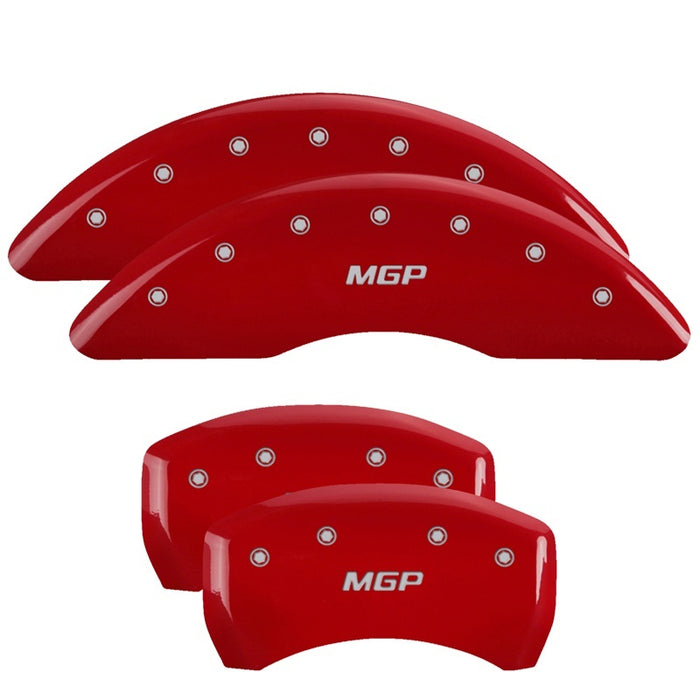 MGP 4 Caliper Covers Engraved Front & Rear MGP Red Finish Silver Characters 2017 Cadillac CT6