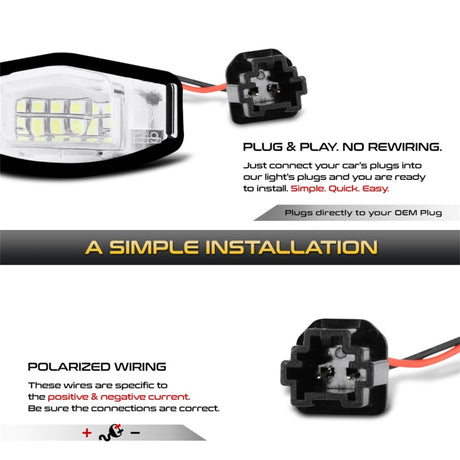 xTune 01-15 Honda Civic LED License Plate Bulb Assembly White 5500K LAC-LP-HA03 - Pair