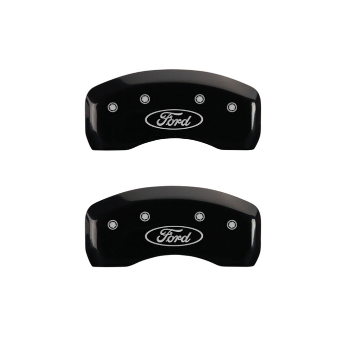 MGP 4 Caliper Covers Engraved Front & Rear Oval Logo/Ford Black Finish Silver Char 2017 Ford Fusion