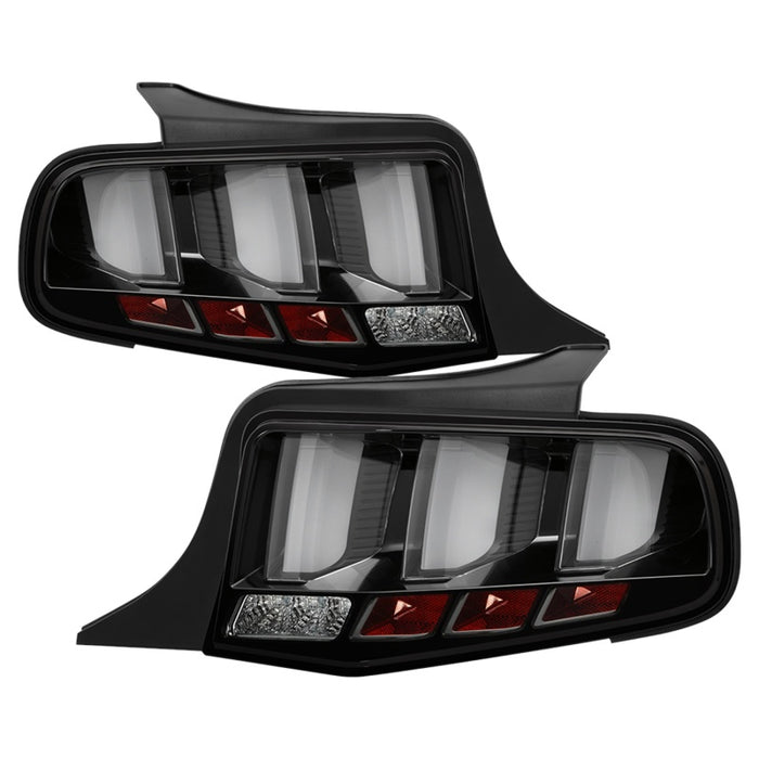 Spyder 10-12 Ford Mustang - Light Bar Seq. Turn Signal LED Tail Lights - Black - ALT-YD-FM10-LED-BK