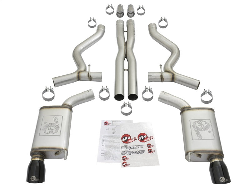 aFe MACHForce XP 3in 304 SS Cat-Back Exhausts w/ Black Tips 15-17 Ford Mustang GT V8-5.0L/V6-3.7L