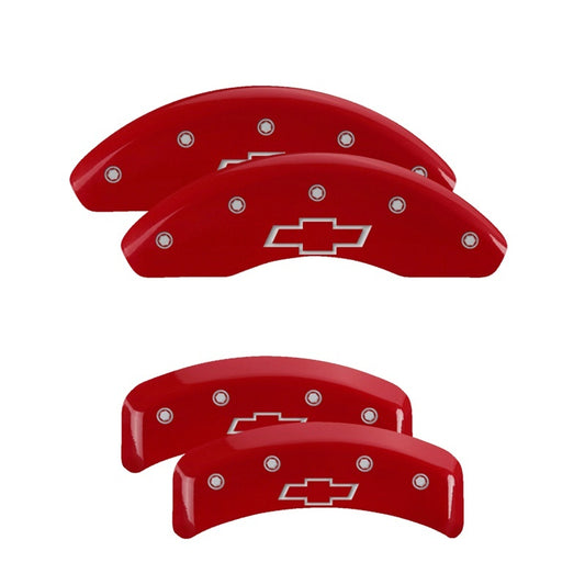 MGP 4 Caliper Covers Engraved Front & Rear Bowtie Red finish silver ch