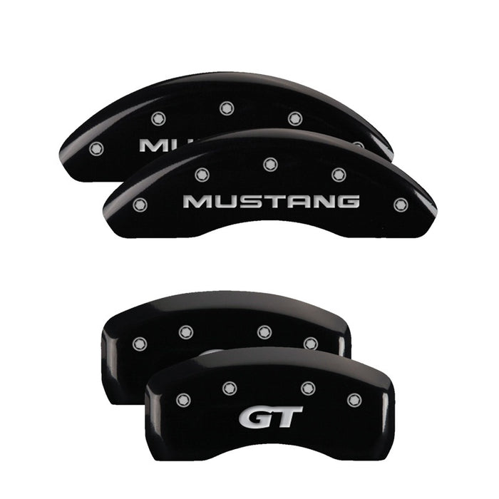 MGP 4 Caliper Covers Engraved Front Mustang Engraved Rear SN95/GT Black finish silver ch