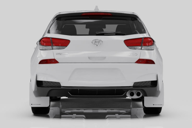 Rally Armor 19-21 Hyundai Elantra N Line White UR Mud Flap w/ Black Logo