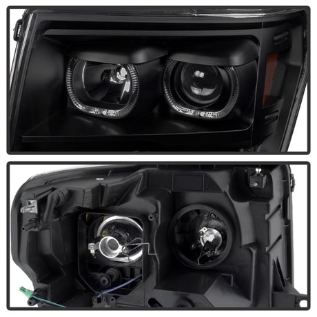 xTune Ford F150 09-14 Projector Headlights Halogen Model Only LED Halo Black PRO-JH-FF15009-CFB-BK