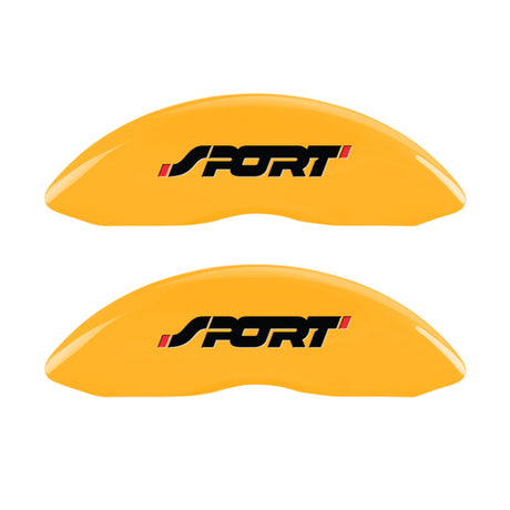 MGP 4 Caliper Covers Engraved Front & Rear No bolts/Sport Yellow finish black ch