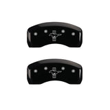 MGP 4 Caliper Covers Engraved Front Mustang Engraved Rear Bar & Pony Black finish silver ch