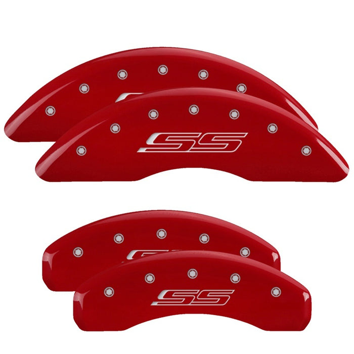 MGP 4 Caliper Covers Engraved Front & Rear Gen 5/SS Red finish silver ch