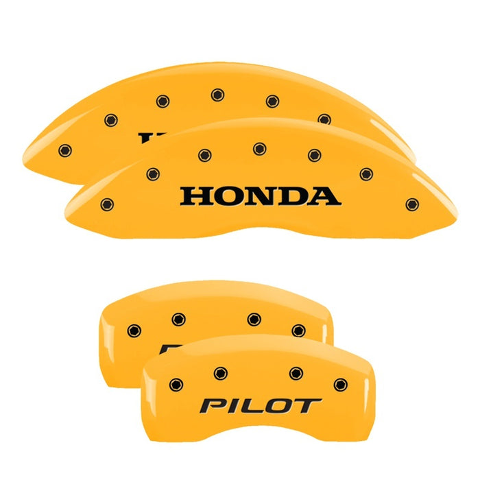 MGP 4 Caliper Covers Engraved Front Honda Engraved Rear Pilot/2016 Yellow finish black ch