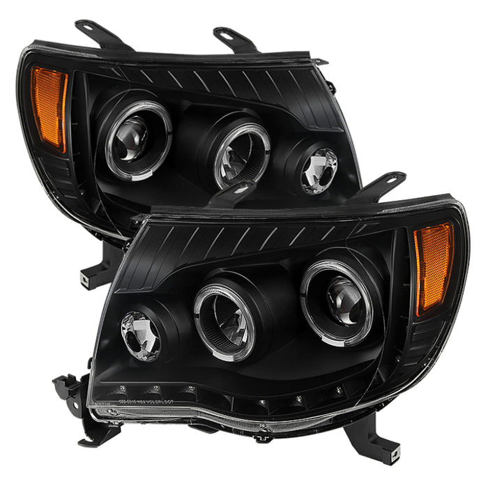 Xtune Toyota Tacoma 05-11 Halo Projector Headlights Black PRO-JH-TT05-LED-BK