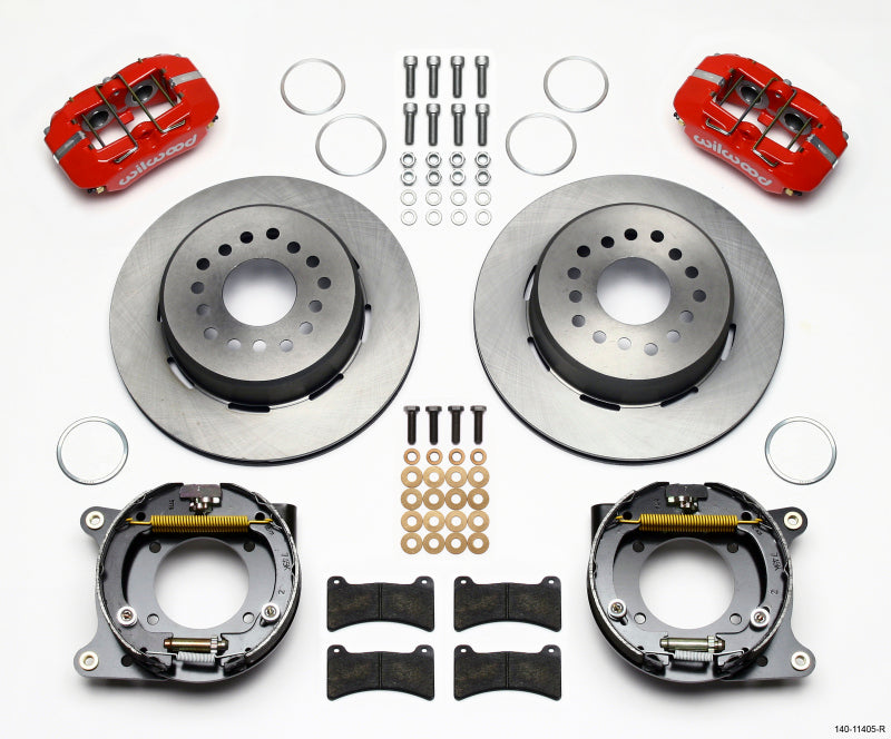 Wilwood Dynapro Low-Profile 11.00in P-Brake Kit - Red 55-57 Chevy 2.34in Offset