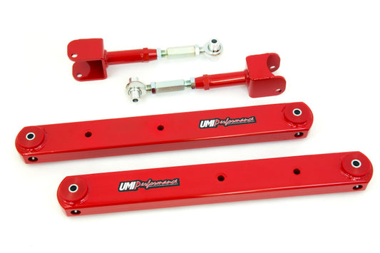 UMI Performance 64-67 GM A-Body Rear Control Arm Kit Fully Boxed Lowers Adjustable Uppers