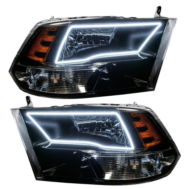 Oracle 09-17 RAM 1500 TRX Quad Pre-Assembled Headlights Blk Housing - w/ BC1 Cntrl