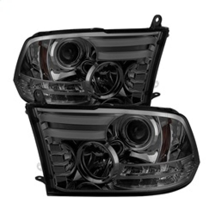 Spyder Dodge Ram 13-15 Projector Headlights Light Bar DRL Smoke PRO-YD-DR13-LBDRL-SM