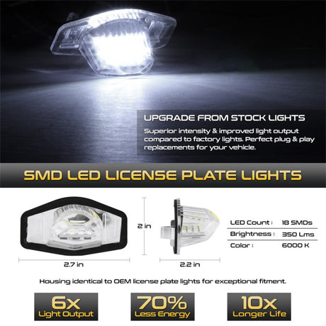 xTune 09-18 Honda Fit LED License Plate Bulb Assembly White 5500K LAC-LP-HODY08 - Pair