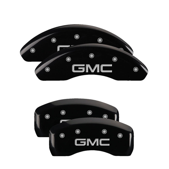 MGP 4 Caliper Covers Engraved Front & Rear GMC Black finish silver ch