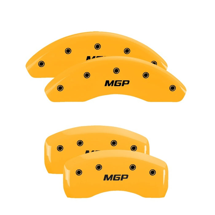 MGP Front set 2 Caliper Covers Engraved Front Oval logo/Ford Yellow finish black ch