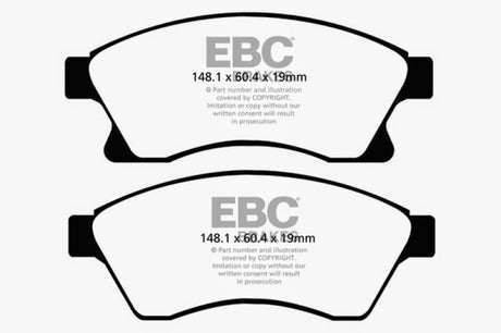 EBC 11+ Chevrolet Cruze 1.4 Turbo (10.9 inch front rotor) Greenstuff Front Brake Pads
