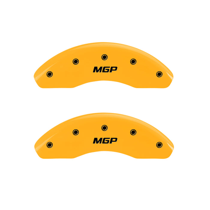 MGP Front Set 2 Caliper Covers Engraved 05-11 Toyota Tacoma X-Runner MGP Yellow Finish Blk Character