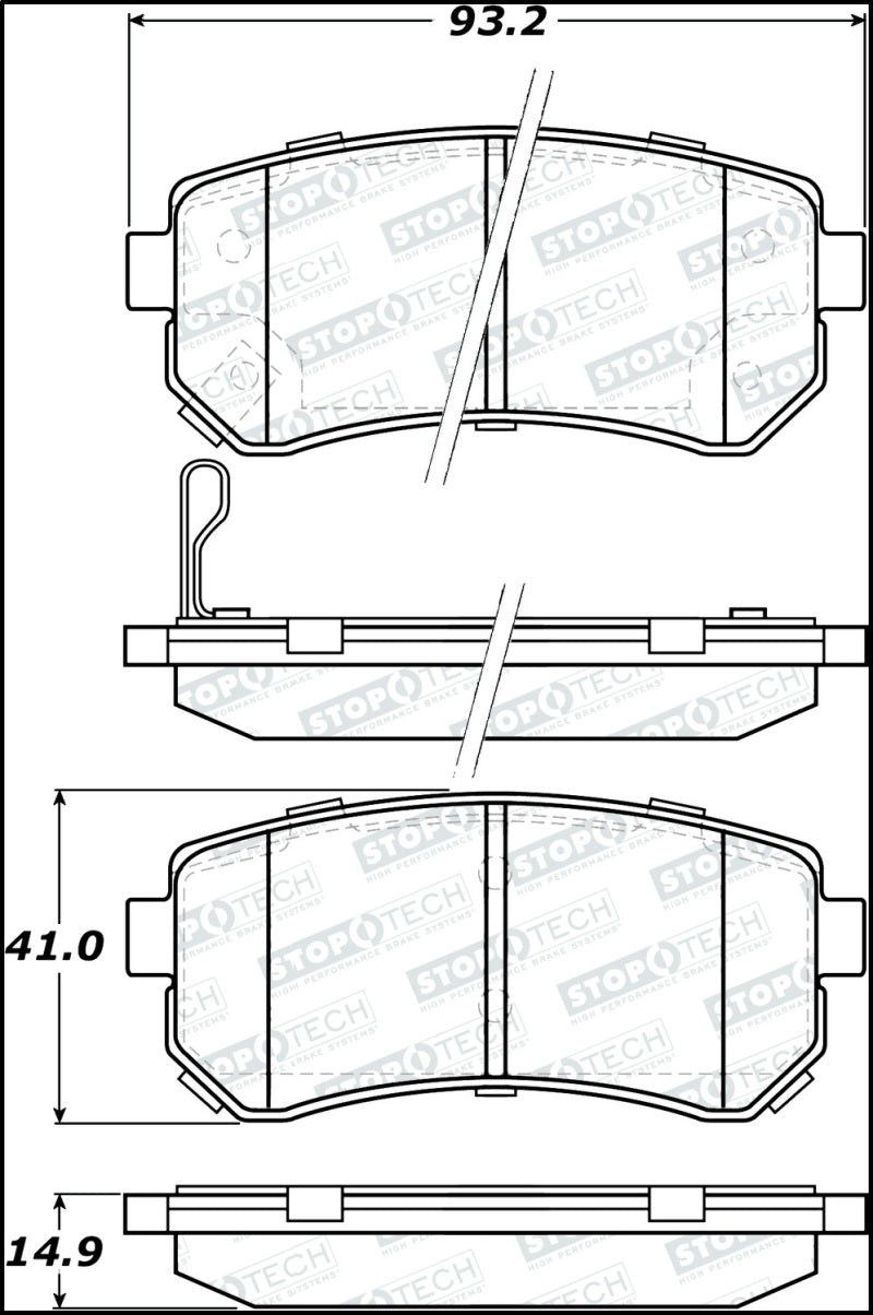 StopTech 10-13 Kia Forte Koup Street Performance Front Brake Pads