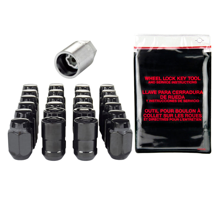 McGard 6 Lug Hex Install Kit w/Locks (Cone Seat Nut) M12X1.5 / 13/16 Hex / 1.5in. Length - Black