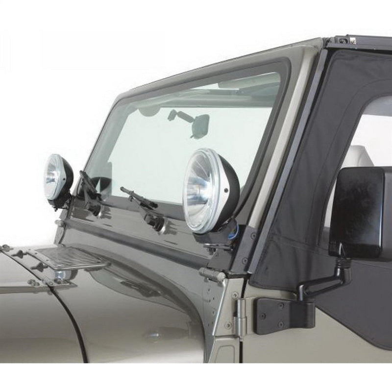 Rampage 1997-2006 Jeep Wrangler(TJ) Windshield Hinge Light Bracket - Black