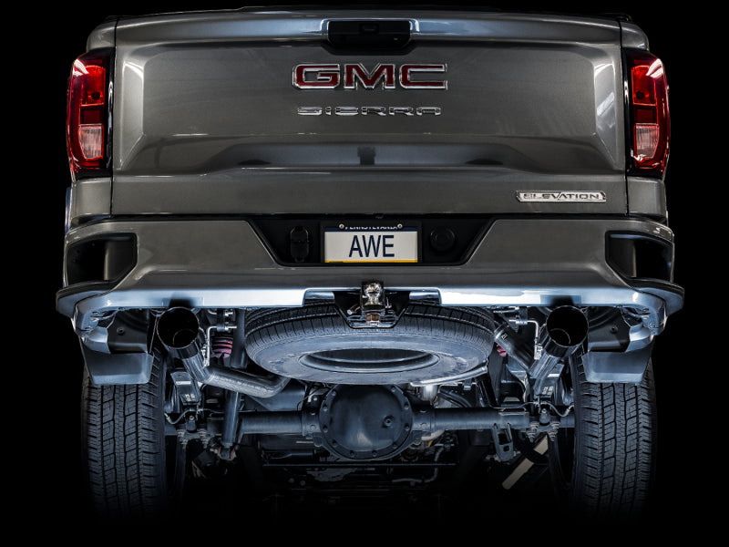 AWE Tuning 4th Gen GM 1500 5.3L 0FG Catback Split Rear Exit (Flat Bumper) - Dual Diamond Tips