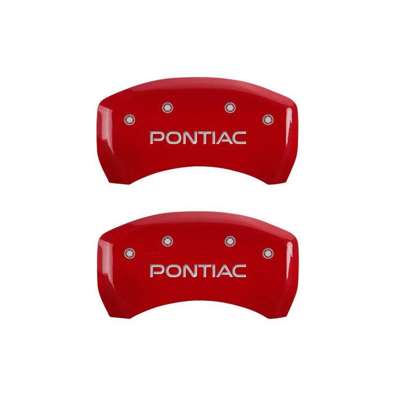 MGP 4 Caliper Covers Engraved Front & Rear Pontiac Red finish silver ch