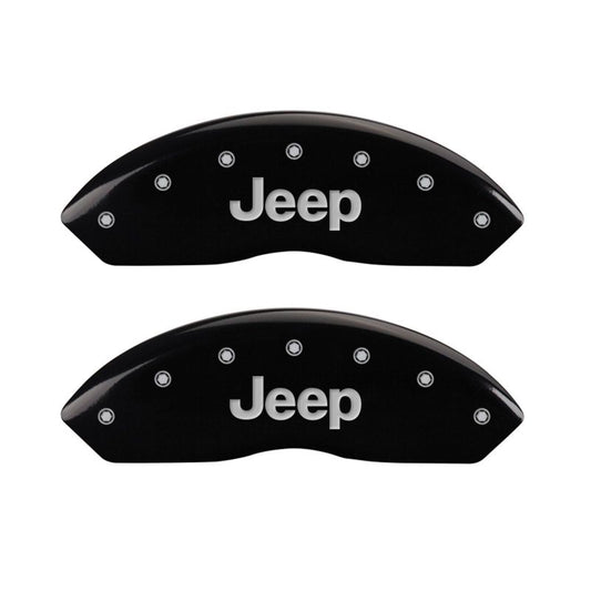 MGP Front set 2 Caliper Covers Engraved Front JEEP Black finish silver ch