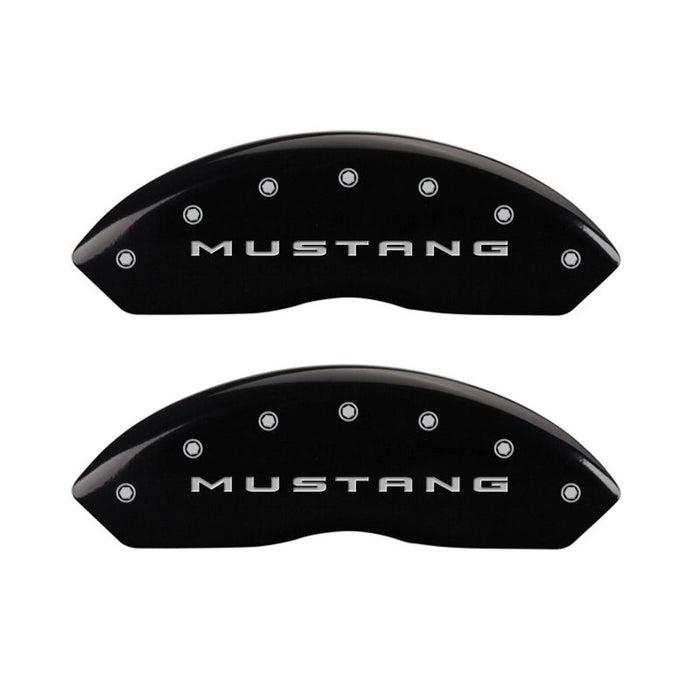 MGP 4 Caliper Covers Engraved Front 2015/Mustang Engraved Rear 2015/37 Black finish silver ch