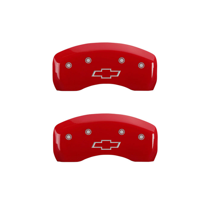 MGP 4 Caliper Covers Engraved Front/Rear Red Powder Coat Finish Sil. Charac 18-19 Chevy Equinox