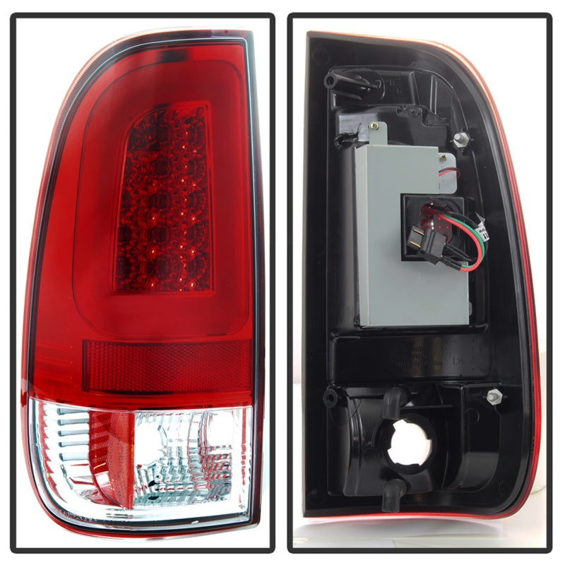 Spyder 97-03 Ford F150 Stylsd. F250 V3 Light Bar LED Tail Lights - Red/Clr ALT-YD-FF15097V3-LBLED-RC