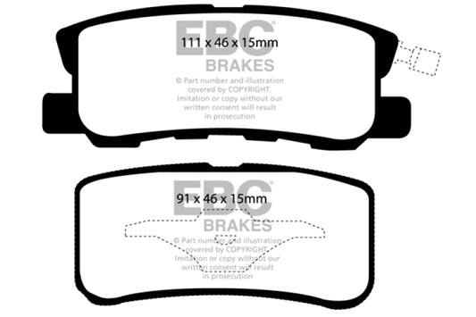 EBC 11-14 Chrysler 200 3.6 Greenstuff Rear Brake Pads