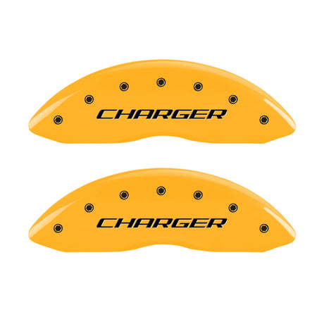 MGP 4 Caliper Covers Engraved Front & Rear Block/Charger Yellow Finish Black Char 2006 Dodge Charger