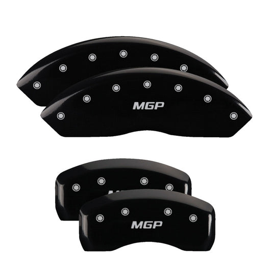 MGP 4 Caliper Covers Engraved Front & Rear MGP Black Finish Silver Characters 2018 Kia Optima