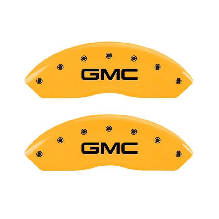 MGP 4 Caliper Covers Engraved Front & Rear GMC Yellow finish black ch