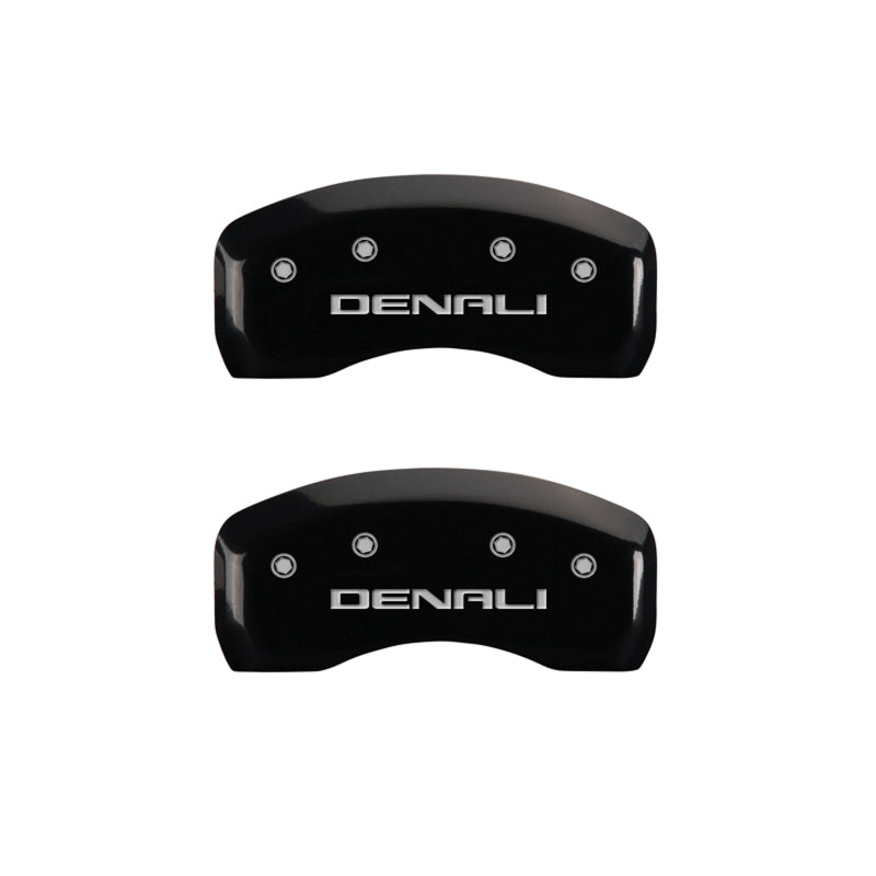 MGP 4 Caliper Covers Engraved Front & Rear Denali Black finish silver ch